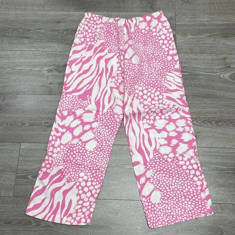 Victoria’s Secret Flannel Pajama Pants Pink White Leopard S